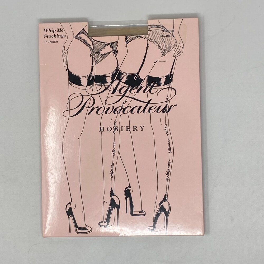 Agent Provocateur Whip Me Flesh Black Stockings 1 New - Picture 6 of 11